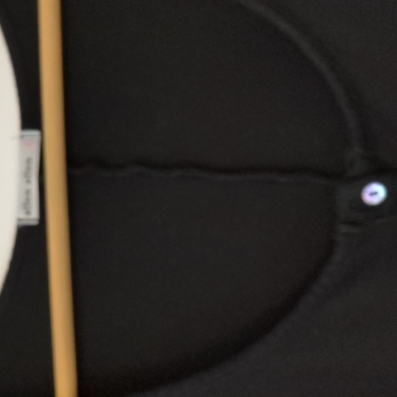 Allen Allen Vintage Ribbed Henley Black A Line Midi Stretchy Dress Minimalist L - Picture 5 of 8